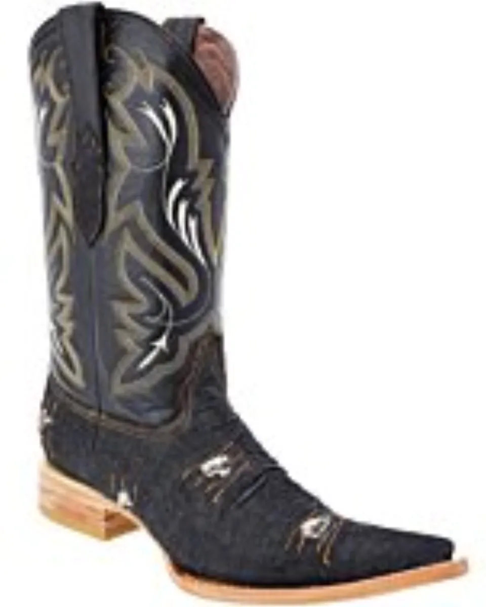 Botas Vaqueras 3X De Mezclilla Negra WD 11-138