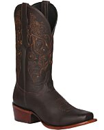 Bota Rodeo Para Dama color Chocolate con costuras decorativas en hilo brilloso