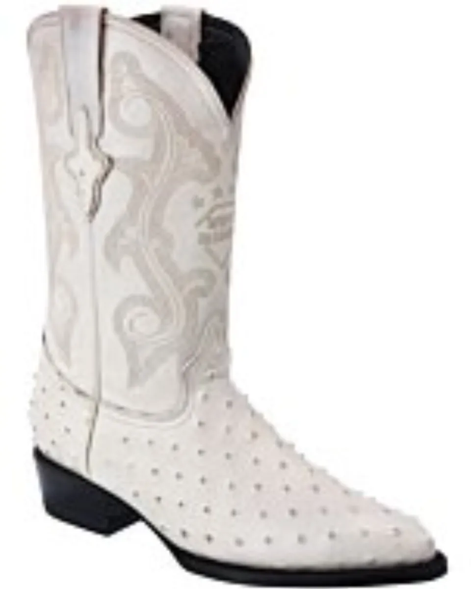 Botas Vaqueras Piel Imitación Avestruz Color Hueso WD 11-226