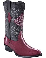Men's Exotic Rowstone Stingray Burgundy Western Boots WD 11-192