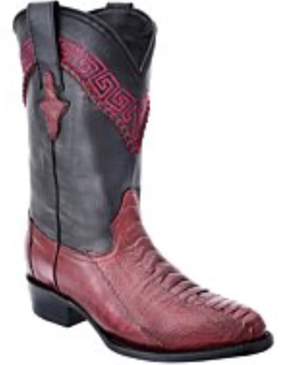 Botas Vaqueras Piel Pata De Avestruz Color Vino WD 11-217