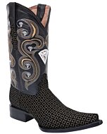 Botas Vaqueras De Mezclilla Café Cuadros 3X WD 11-139