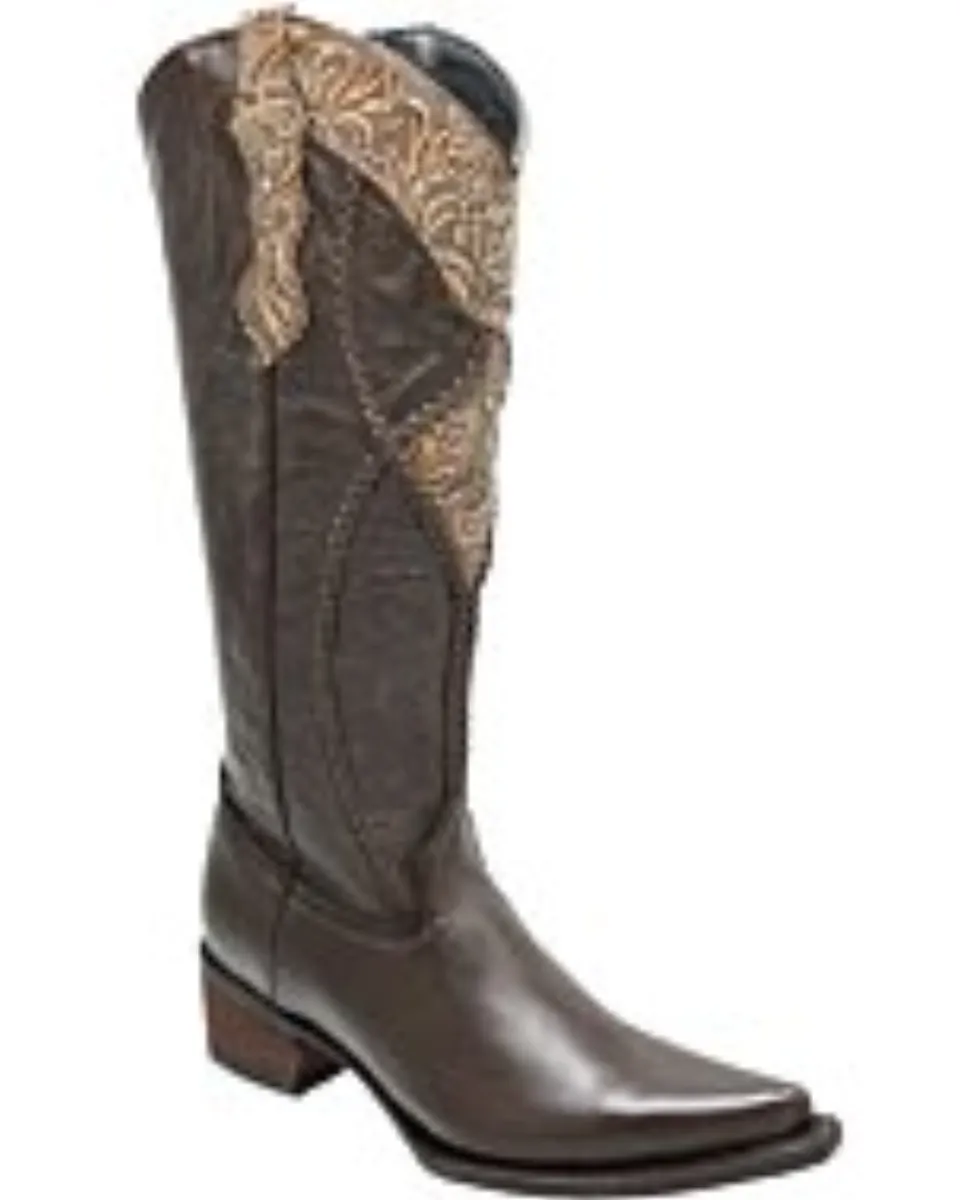 Botas Vaqueras Para Mujer Color Café, Tubo Alto Grabado WD 11-526