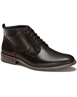 Botín Elegante Negro De Piel Para Hombre Con Agujetas