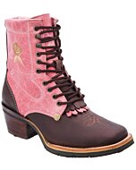Botín Lace-Up Rodeo Para Mujer WD 11-519 Color Café-Rosa