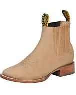 Botines Rodeo Nobuck Suela De Cuero Color Arena El General 126191