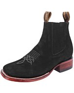 Botín Rodeo Nobuck Color Negro Con Bordado WD 11-744