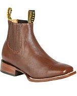 Botines Rodeo Piel Angara Lisa Color Canela Suela De Cuero