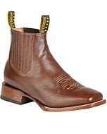 Botines Rodeo Piel Angara Color Canela Suela De Cuero