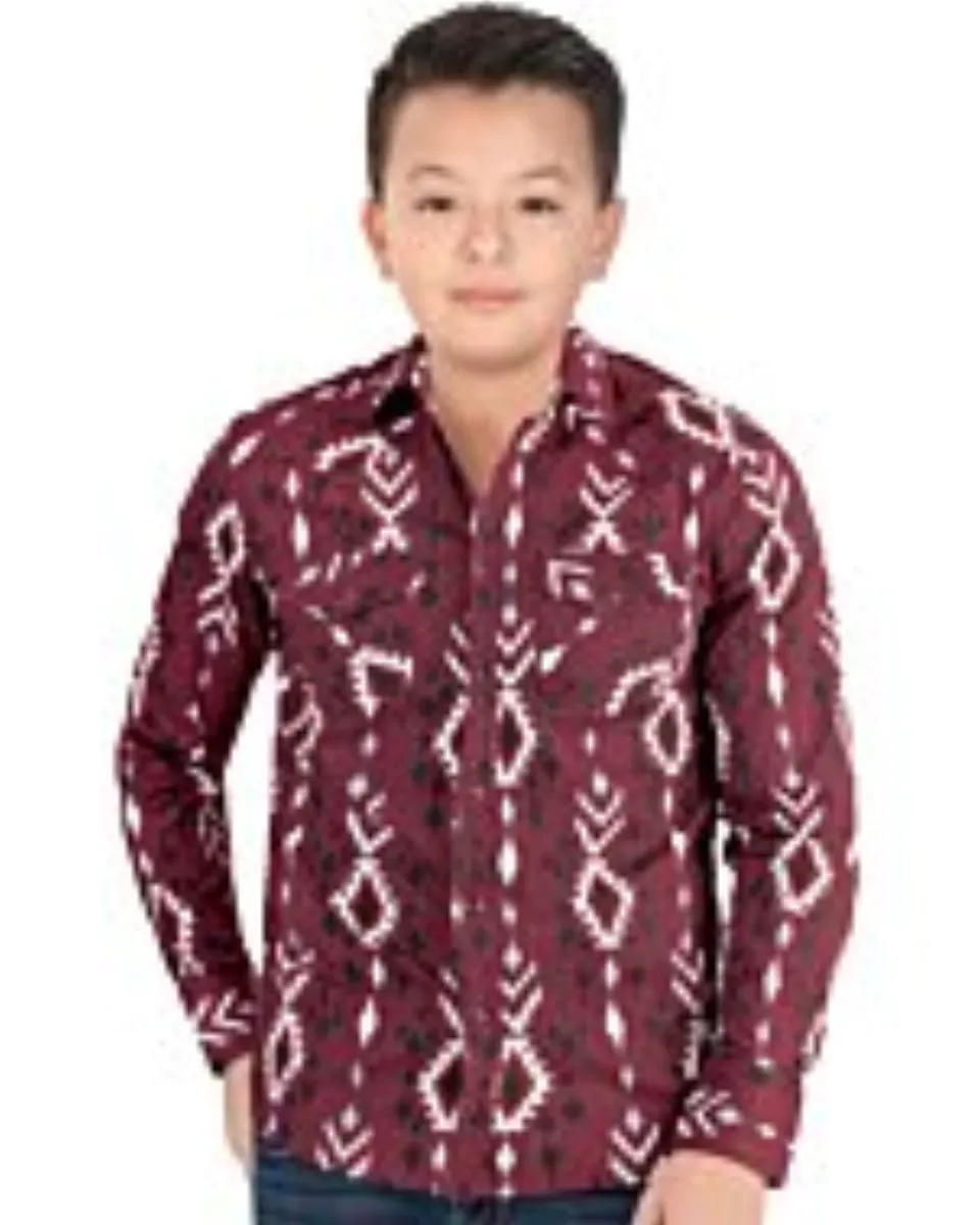 Camisa Vaquera Color Vino Para Niño Lamasini 0107
