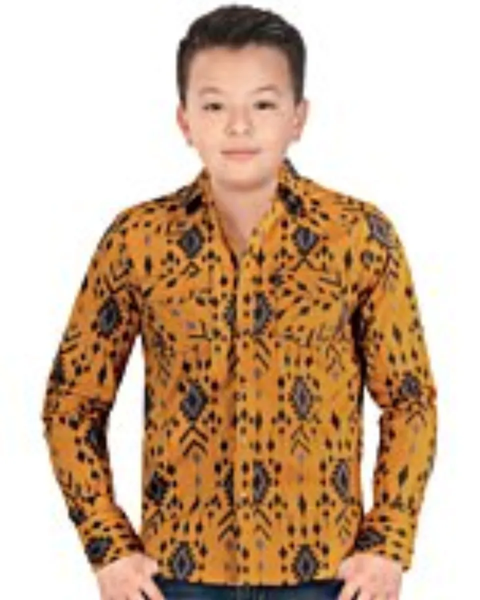 Camisa Vaquera Color Camel Para Niño Lamasini 0107