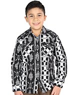 Camisa Vaquera para Niño Negra con Estampado Geométrico – El General 44507