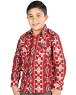 Camisa Vaquera para Niño Roja con Estampado Geométrico – El General 44510
