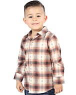 Camisa Vaquera para Niño a Cuadros Naranja-Beige, Versión de Manga Larga – El General 44733