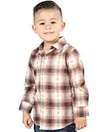 Camisa Vaquera para Niño a Cuadros Naranja-Beige, Versión de Manga Larga – El General 44733