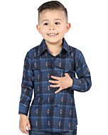 Camisa Vaquera para Niño Azul con Negro a Cuadros, Manga Larga – El General 44738