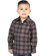 Camisa Vaquera para Niño a Cuadros Moka-Olivo, Versión de Manga Larga – El General 44746