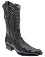  Men's Bull Neck Leather 400 Toe Black Boots WD 11-159