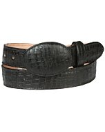 Black Caiman Belly Print Leather Western Belt