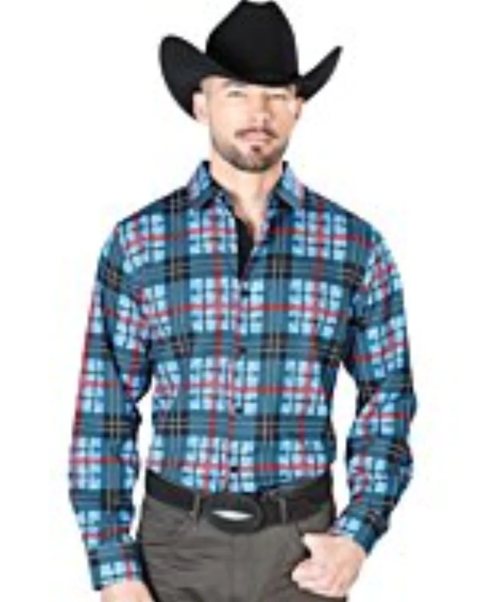 Camisa El Señor De Los Cielos Azul A Cuadros 43690