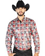 Camisa El Señor De Los Cielos Roja A Cuadros 43816 Con Grecas