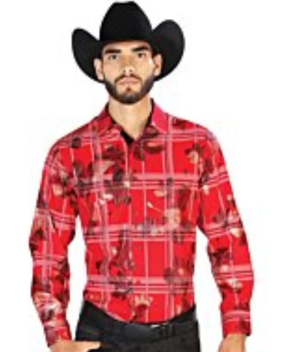 Camisa Color Vino De Cuadros El Señor De Los Cielos 43844