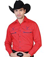 CAMISA VAQUERA BORDADA EL GENERAL 2019-104 COLOR ROJO