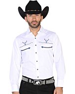 CAMISA VAQUERA BORDADA EL GENERAL 2019-104 BLANCA
