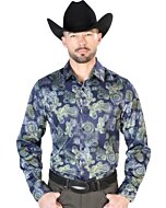Camisa Casual Estampada ESDLC 43666 Color Azul-Amarillo