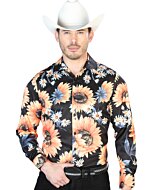 Camisa Casual ESDLC 43671 Color Negro Con Girasoles