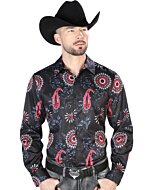 Camisa Casual Estampada ESDLC 43673 Color Negro-Rosa