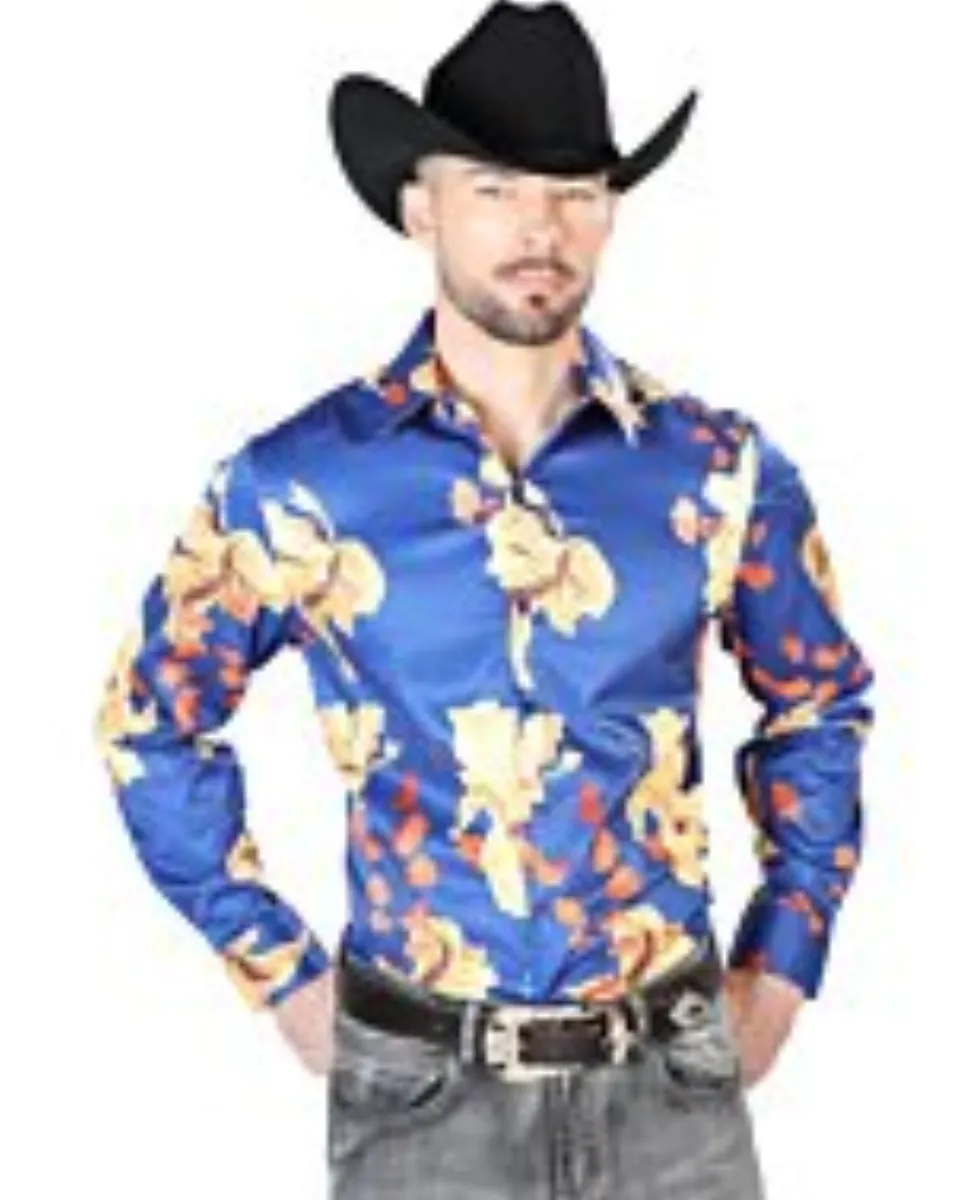 Camisa Casual Estampada ESDLC 43676 Color Azul