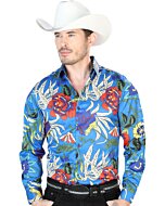 Camisa Casual Estampada ESDLC 43677 Color Azul Rey
