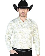Camisa Casual ESDLC 43678 Color Marfil Flores Amarillas