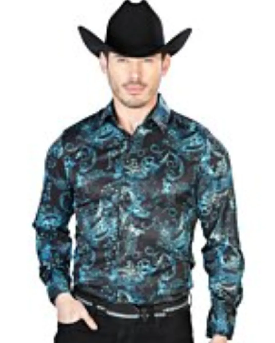 Camisa Casual ESDLC 43680 Color Negro-Acqua