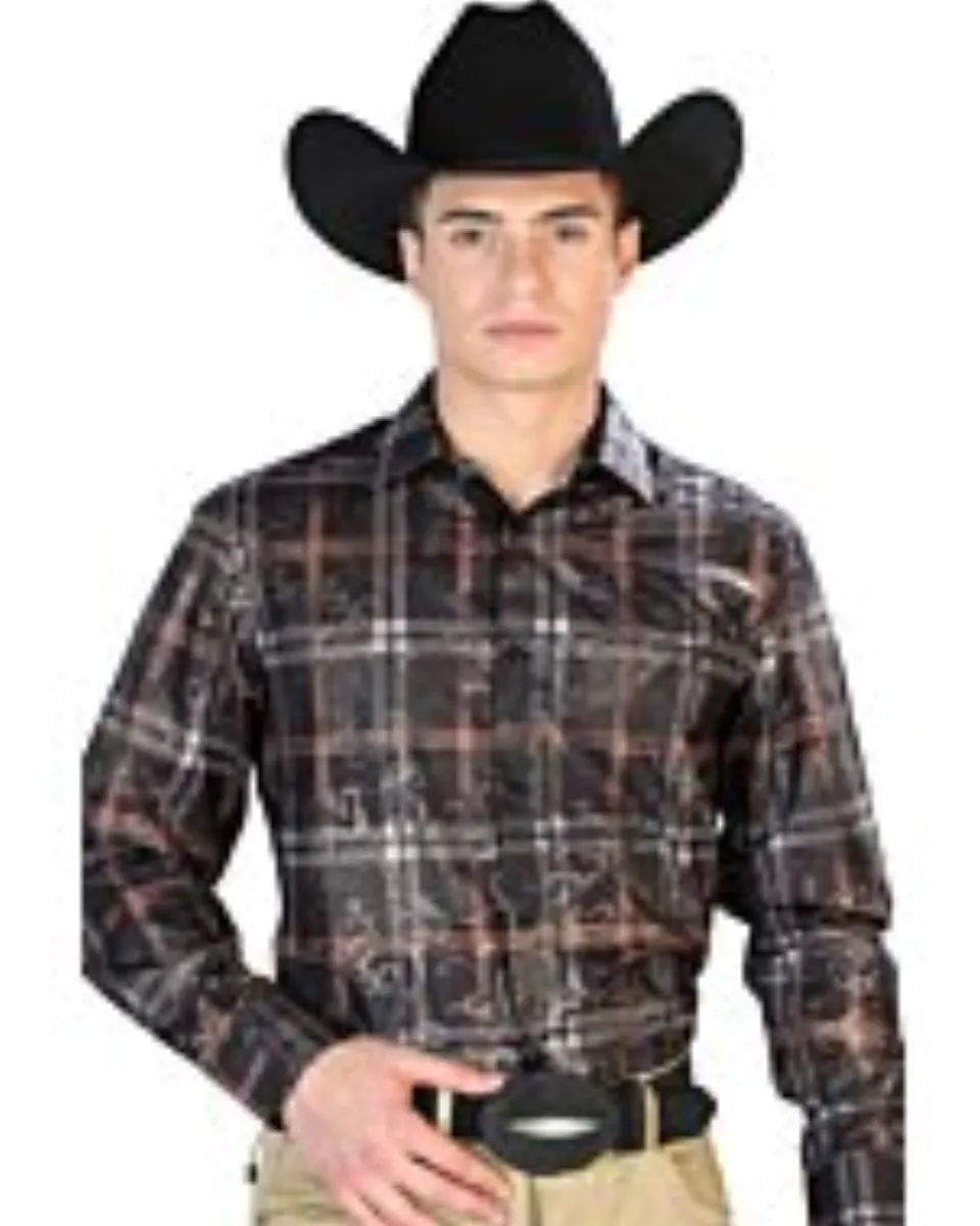 Camisa Casual Negral A Cuadros El Señor De Los Cielos M/L 43825