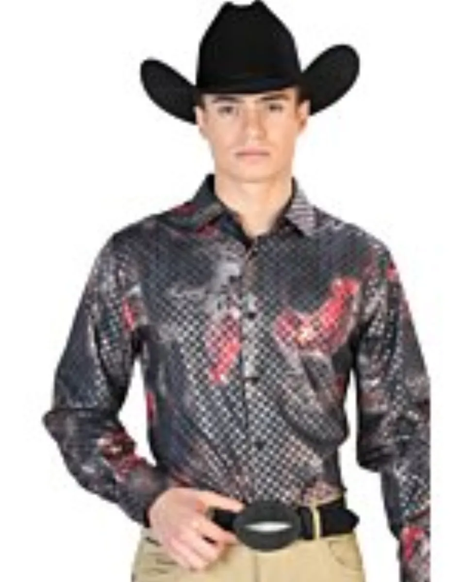 Camisa Negra-Multicolor Casual M/L El Señor De Los Cielos 43858