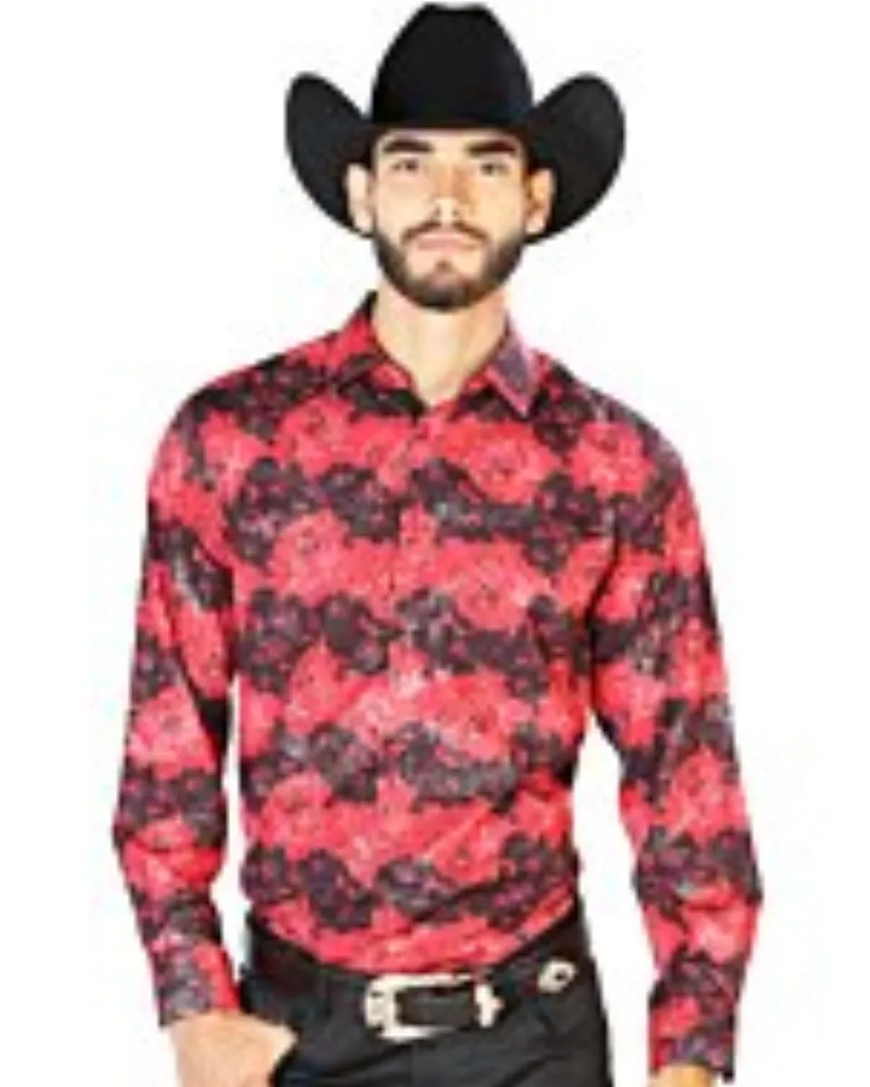 Camisa Casual Roja M/L El Señor De Los Cielos Estampada 43874