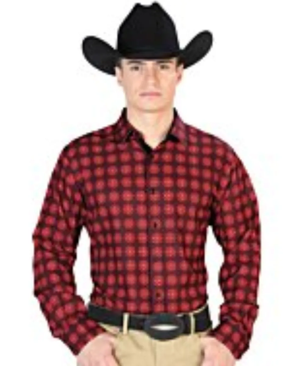 Camisa Burgundy Con Estampado Geométrico El Señor 126263