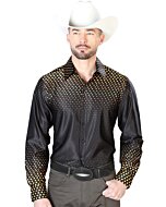 Camisa Negra Con Estampado Dorado De Hombre El Señor 43986