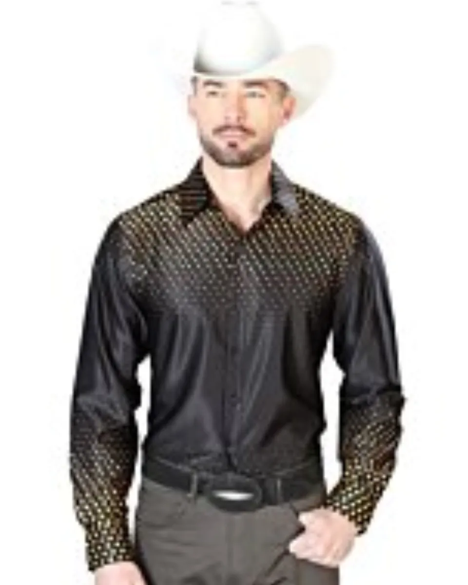 Camisa Negra Con Estampado Dorado De Hombre El Señor 43986