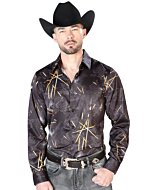 Camisa Negra Floreada De Hombre El Señor 43989