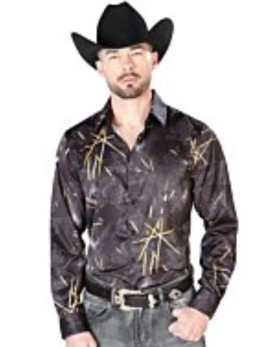 Camisa Negra Floreada De Hombre El Señor 43989