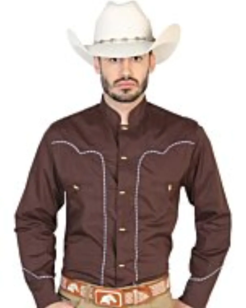 CAMISA CHARRA MILITAR EL GENERAL 2019-107 CAFÉ