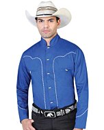 CAMISA CHARRA TIPO MILITAR EL GENERAL 2019-107 AZUL COBALTO