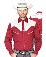 CAMISA CHARRA ANTE/BORDADA EL GENERAL 2019-128 COLOR VINO