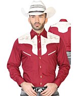CAMISA CHARRA ANTE/BORDADA EL GENERAL 2019-129 COLOR VINO