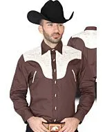 CAMISA CHARRA ANTE/BORDADA EL GENERAL 2019-130 COLOR CAFÉ