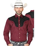 CAMISA CHARRA ANTE/BORDADA EL GENERAL 2019-130 COLOR MORADO