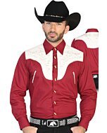 CAMISA CHARRA ANTE/BORDADA EL GENERAL 2019-130 COLOR VINO